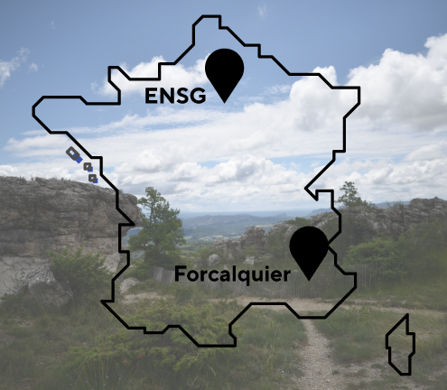 ENSG et Forcalquier sur une carte de la France